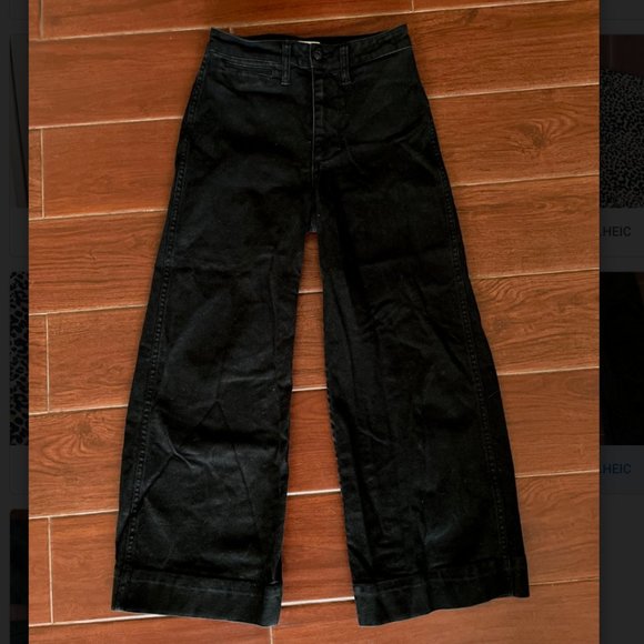 Madewell Emmett Black Wide Leg Crop Pants - Picture 3 of 6